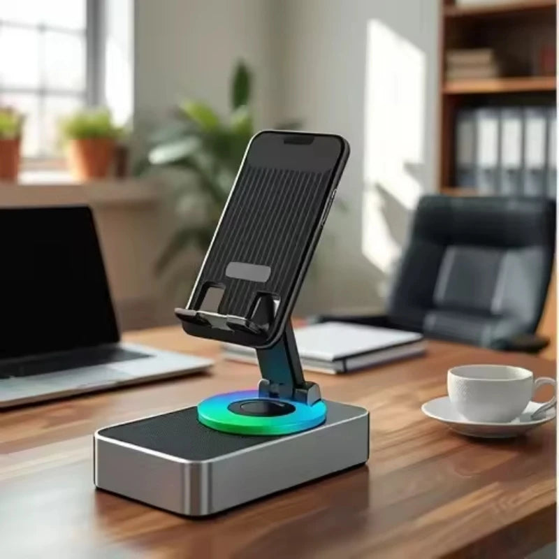 3 in 1 Collapsible Phone Holder Bluetooth Speaker Sound Box 360 Degree Rotation Stand Portable Power Bank for Ipad Mobile Phone