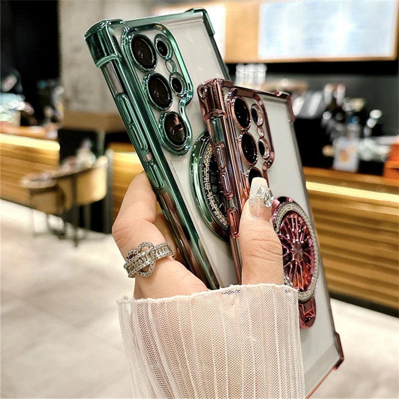 Magnetic for Magsafe Case for Smasung Galaxy S25 S24 S23 S22 S21 S20 Ultra plus Rotating Gyro Cases for Smasung S24 S23 FE Cover