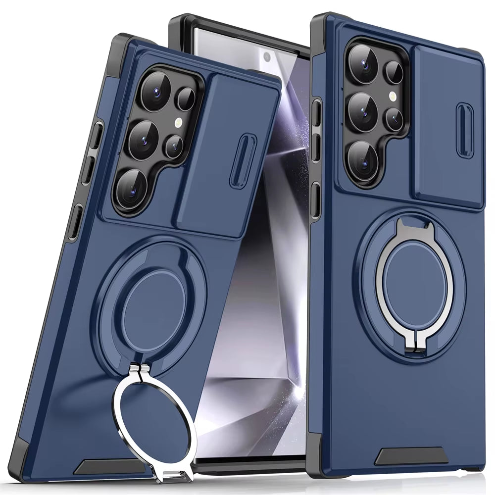 Slide Camera Protection Magnetic Stand Phone Case for Samsung S25 Edge S24 S23 plus S21 S22 Ultra FE A54 A15 A14 A05 A05S Cover