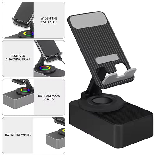 3 in 1 Collapsible Phone Holder Bluetooth Speaker Sound Box 360 Degree Rotation Stand Portable Power Bank for Ipad Mobile Phone