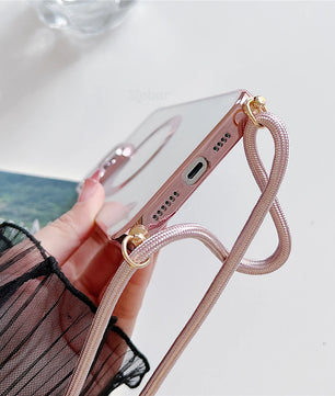 Plating Clear Magnetic for Magsafe Wireless Charging Cases for Iphone 17 16 15 14 12 13 Pro Max Crossbody Lanyard Necklace Cover
