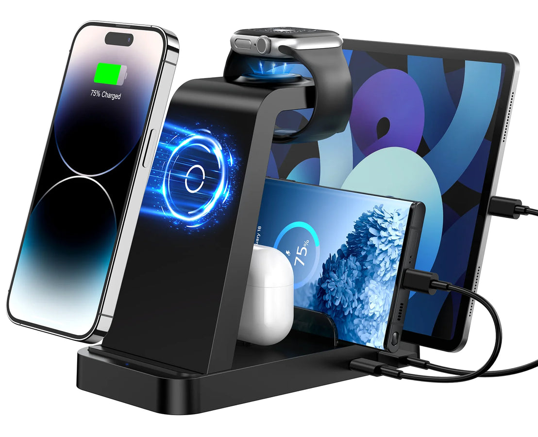 Wireless Charger for Iphone - 5 in 1 Charging Station for Multiple Devices Apple: 36W Fast Charging Dock Compatible for Iphone 16E 16 15 14 13 12 Pro Max Iwatch Samsung Tablets Ipad
