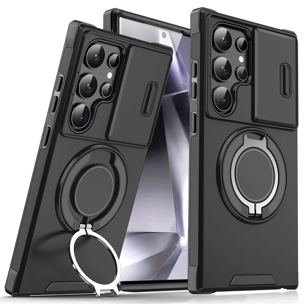 Slide Camera Protection Magnetic Stand Phone Case for Samsung S25 Edge S24 S23 plus S21 S22 Ultra FE A54 A15 A14 A05 A05S Cover