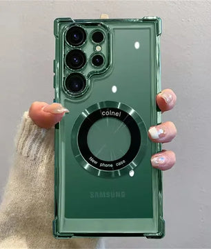 For Magsafe Plating Phone Cases for Samsung Galaxy S25 S24 S23 S22 Ultra S21 plus FE 5G Note 20 Shockproof Clear Magnetic Cover