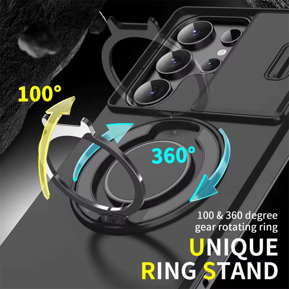 Slide Camera Protection Magnetic Stand Phone Case for Samsung S25 Edge S24 S23 plus S21 S22 Ultra FE A54 A15 A14 A05 A05S Cover