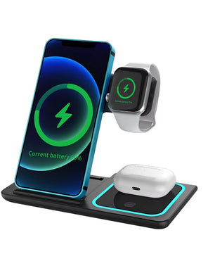 Fast Wireless Charging Station Magnetic Phone Wireless Charger Stand Hot Foldable Portable 15W for Samsung 3 in 1 Charger ABS