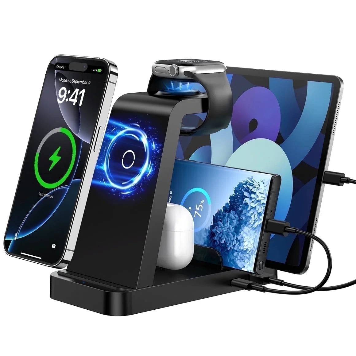 Wireless Charger for Iphone - 5 in 1 Charging Station for Multiple Devices Apple: 36W Fast Charging Dock Compatible for Iphone 16E 16 15 14 13 12 Pro Max Iwatch Samsung Tablets Ipad