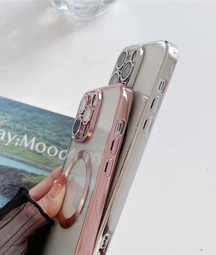 Plating Clear Magnetic for Magsafe Wireless Charging Cases for Iphone 17 16 15 14 12 13 Pro Max Crossbody Lanyard Necklace Cover