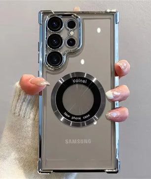 For Magsafe Plating Phone Cases for Samsung Galaxy S25 S24 S23 S22 Ultra S21 plus FE 5G Note 20 Shockproof Clear Magnetic Cover