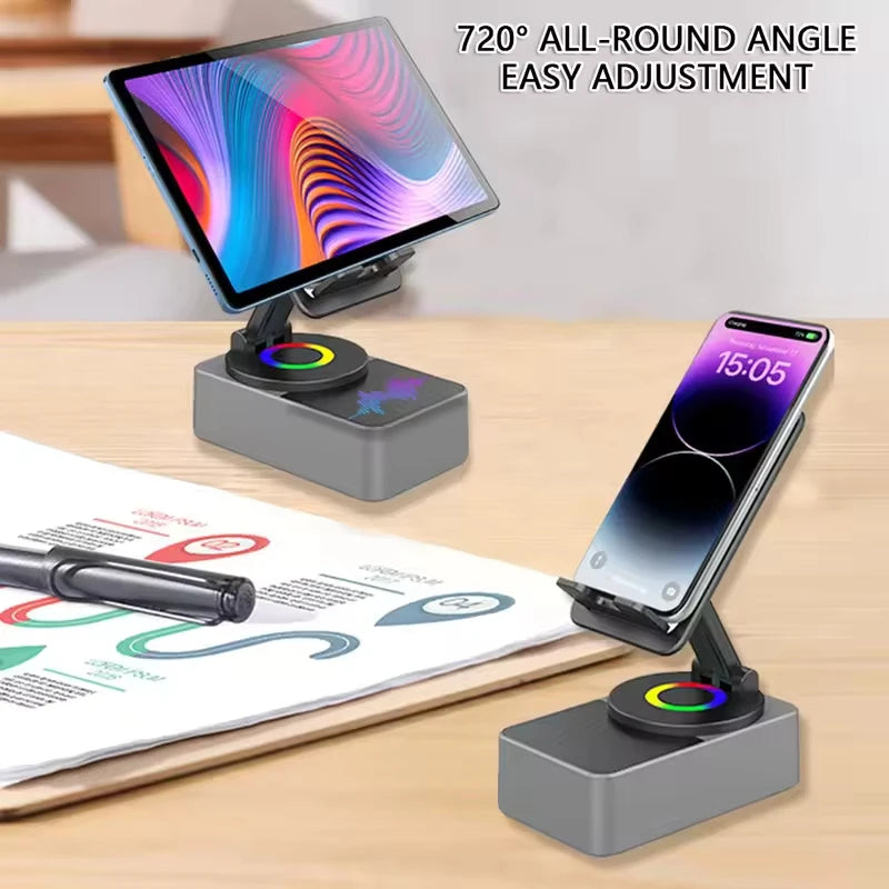 3 in 1 Collapsible Phone Holder Bluetooth Speaker Sound Box 360 Degree Rotation Stand Portable Power Bank for Ipad Mobile Phone