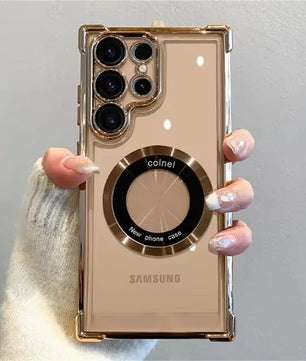 For Magsafe Plating Phone Cases for Samsung Galaxy S25 S24 S23 S22 Ultra S21 plus FE 5G Note 20 Shockproof Clear Magnetic Cover